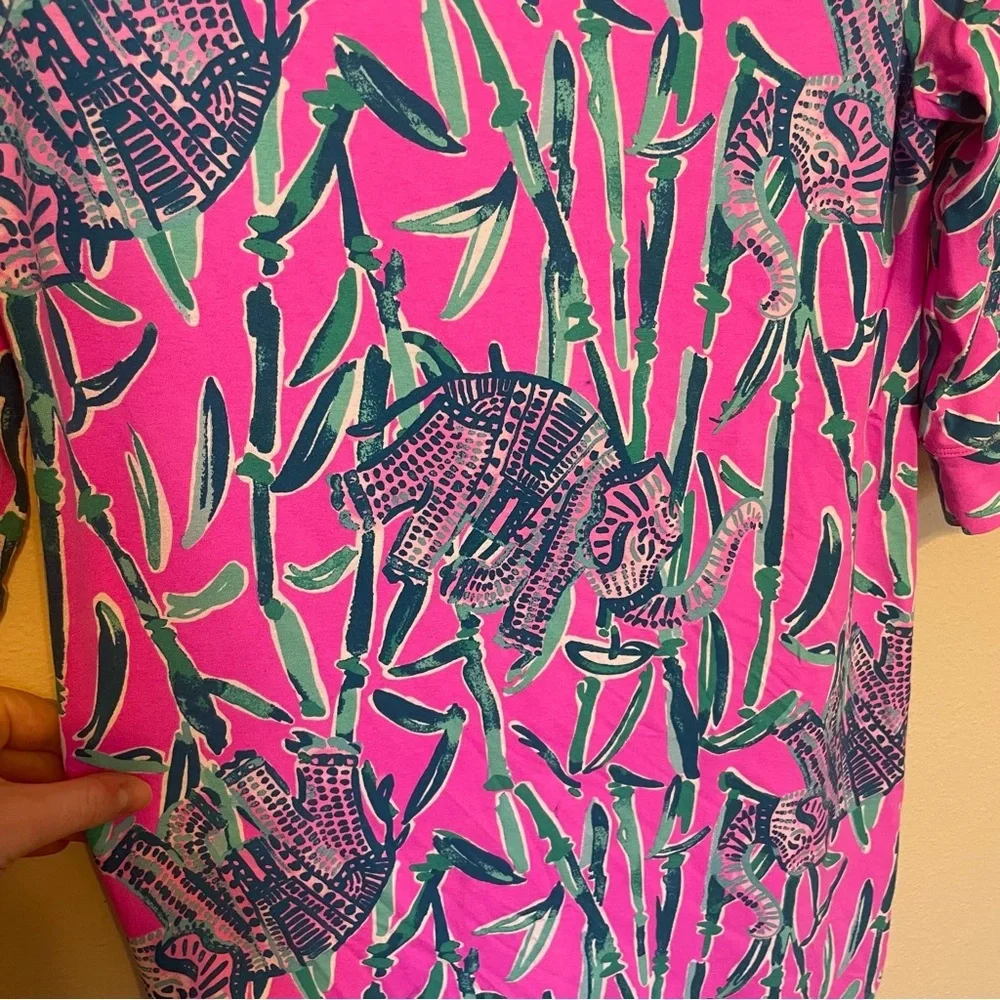 Lilly Pulitzer Girls Sophie Dress Mandevilla Pink Extra Lucky Elephant - Picture 3 of 8